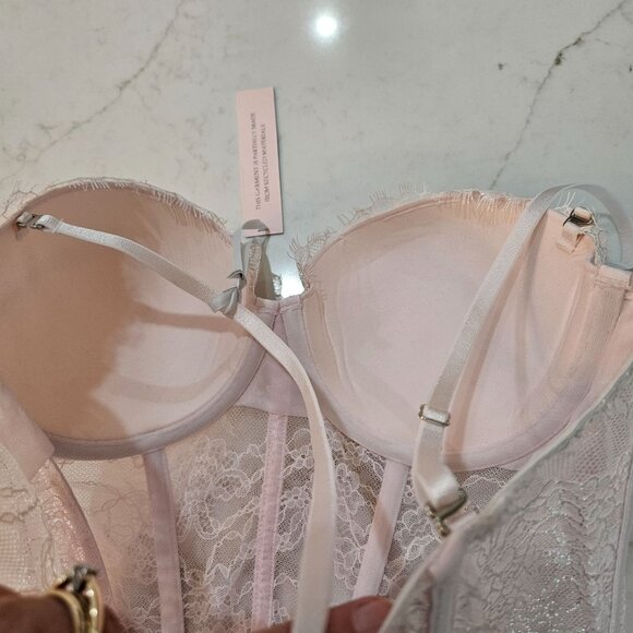 NEW! Victorias Secret Allure Lace Corset Top Medium In Blush Pink - Picture 6 of 10